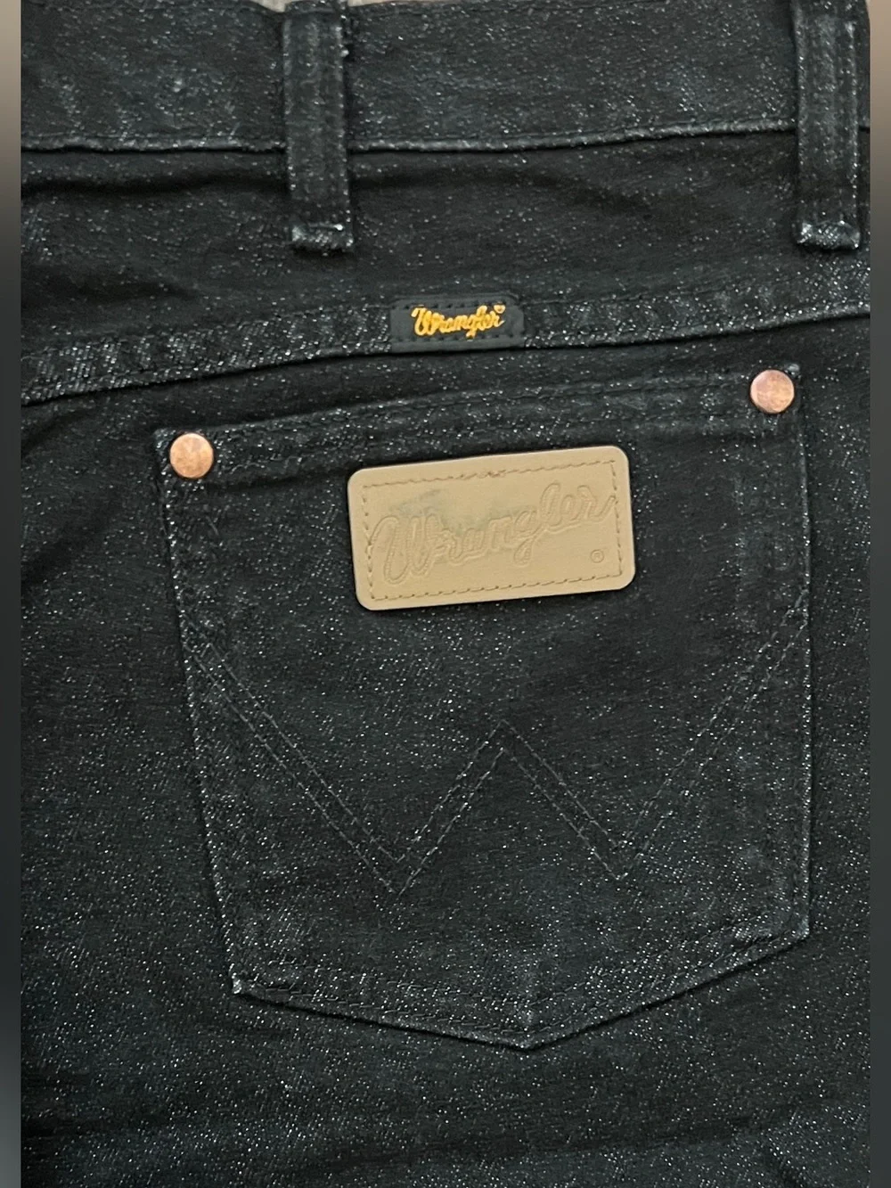 Wrangler Cowboy Cut Slim Fit Jeans Mens 34x30 Black Straight Leg Fits Over Boots